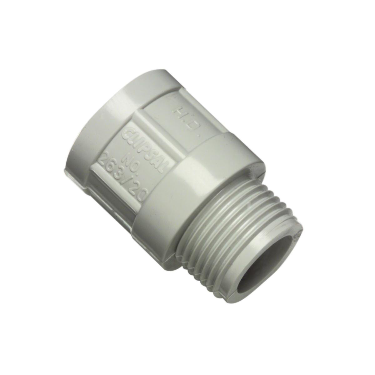 PLAIN TO SCREWED ADAPTOR PVC 40MM GREY