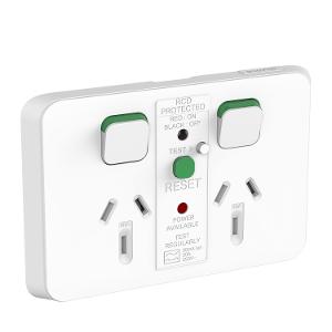 ICONIC DBL GPO RCD PROT 10A 30MA VIV WHT ICONIC DBL GPO RCD PROT 10A 30MA VIV WHT