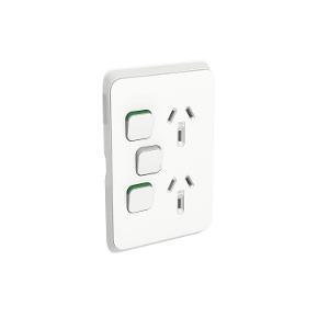 ICONIC DBL GPO + EXT SW VERT 10A VIV WHT