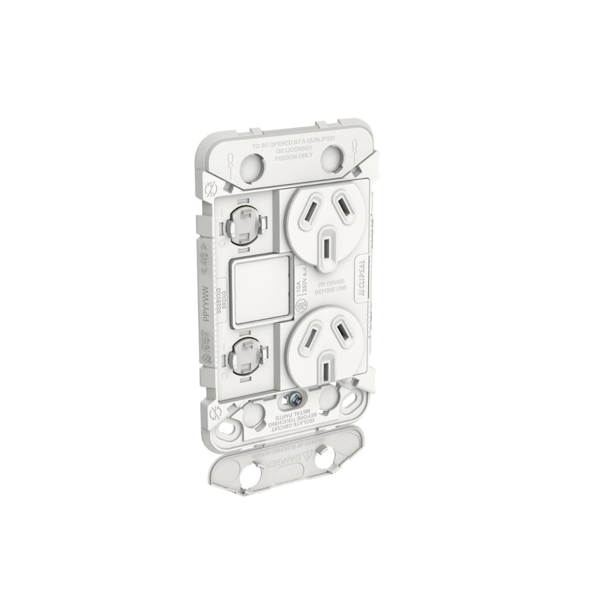 ICONIC GRID DBL GPO + MT EXT SW 10A S/P