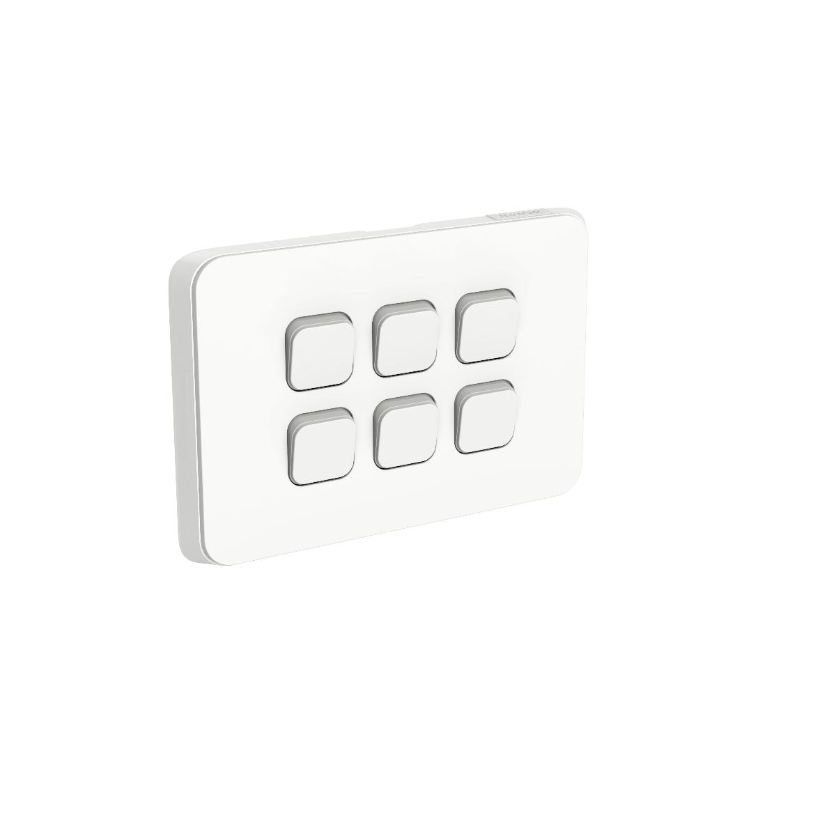 ICONIC SWITCH HORIZ 6G 10A VIVID WHITE