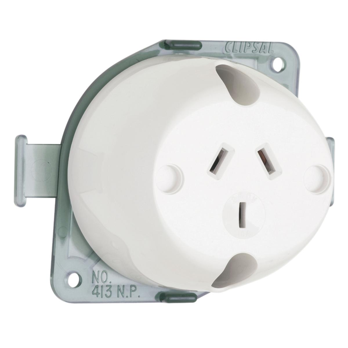 SURFACE SOCKET 3PIN 250V 10A WHITE