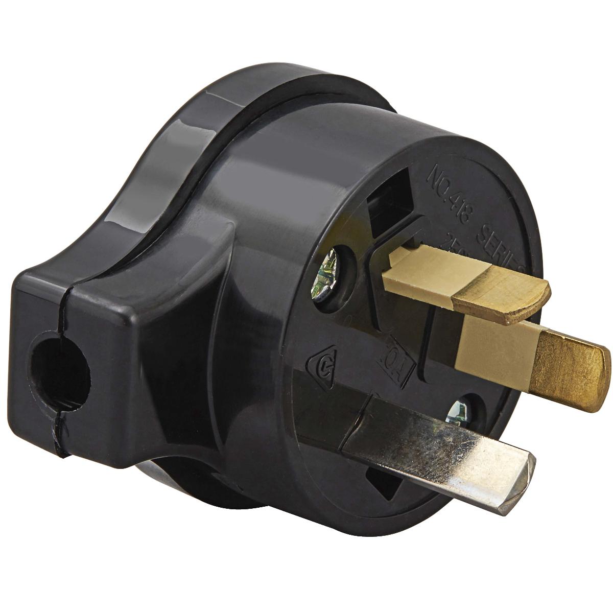 SIDE ENTRY PLUG TOP 3P 10A 250V BLACK