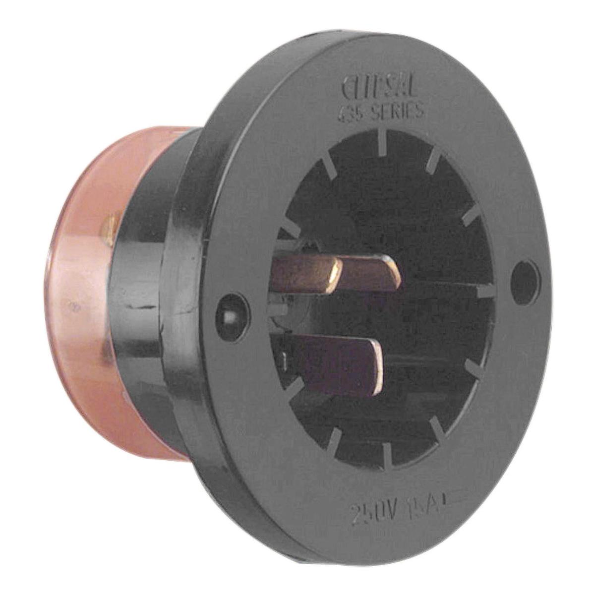 FLUSH INLET SOCKET 3PIN 15A RND TERM CVR