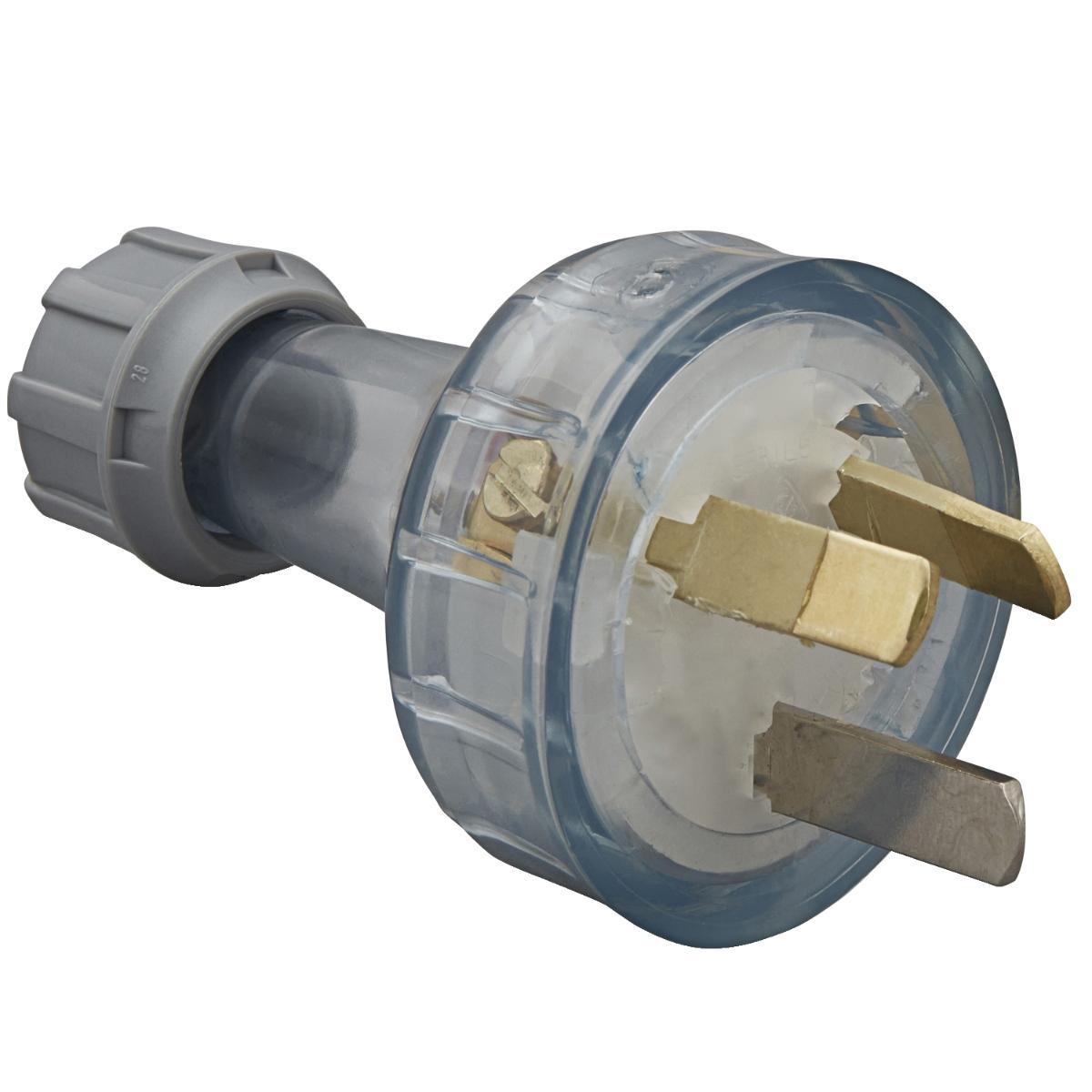 PLUG TOP + NEON 3PIN O/D 10A 250V TRANS
