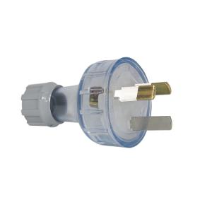 PLUG TOP 3PIN O/D 10A 250V TRANSPARENT