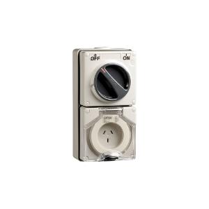 OUTLET SWITCHED IP66 3PIN 10A 250V GREY