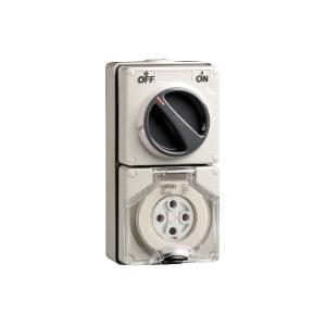 OUTLET SWITCHED IP66 4PIN 32A 500V GREY
