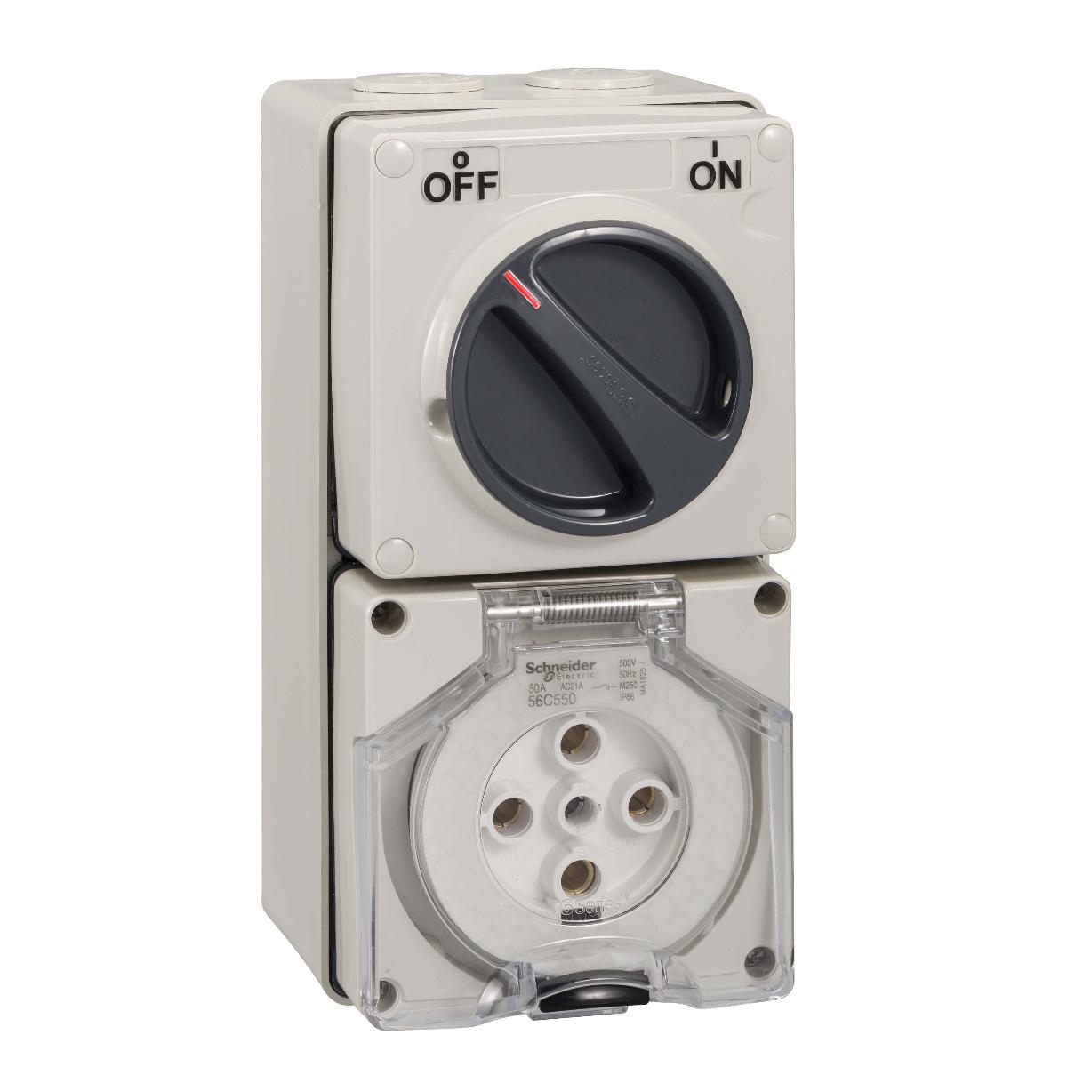 OUTLET SWITCHED IP66 5PIN 50A 500V GREY