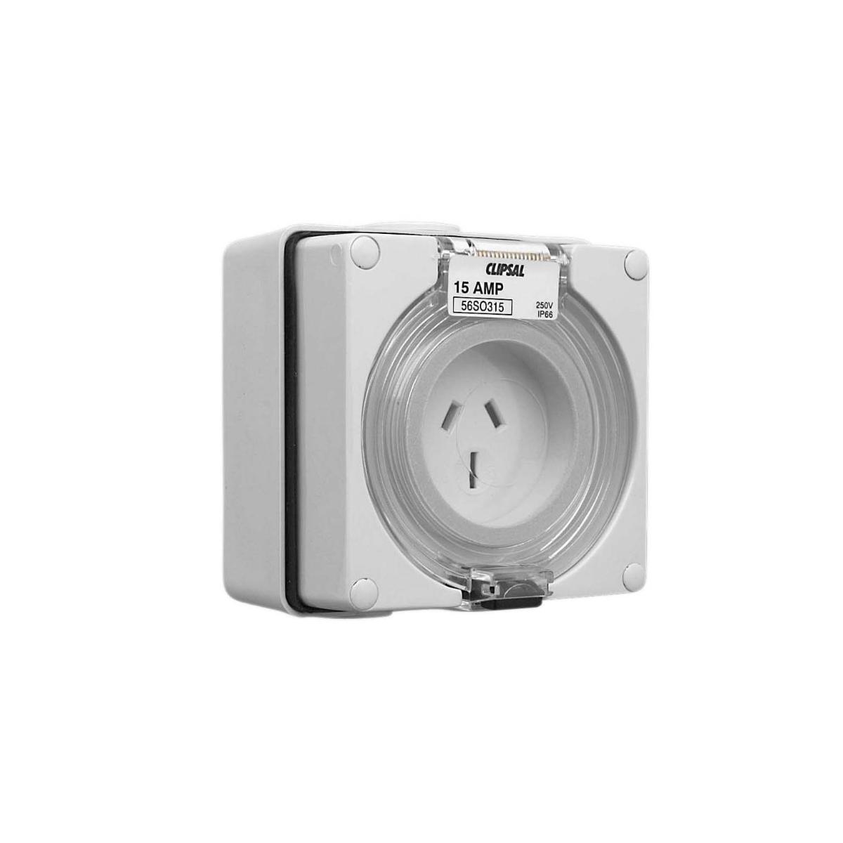 OUTLET SOCKET IP66 3PIN 15A 250V GREY