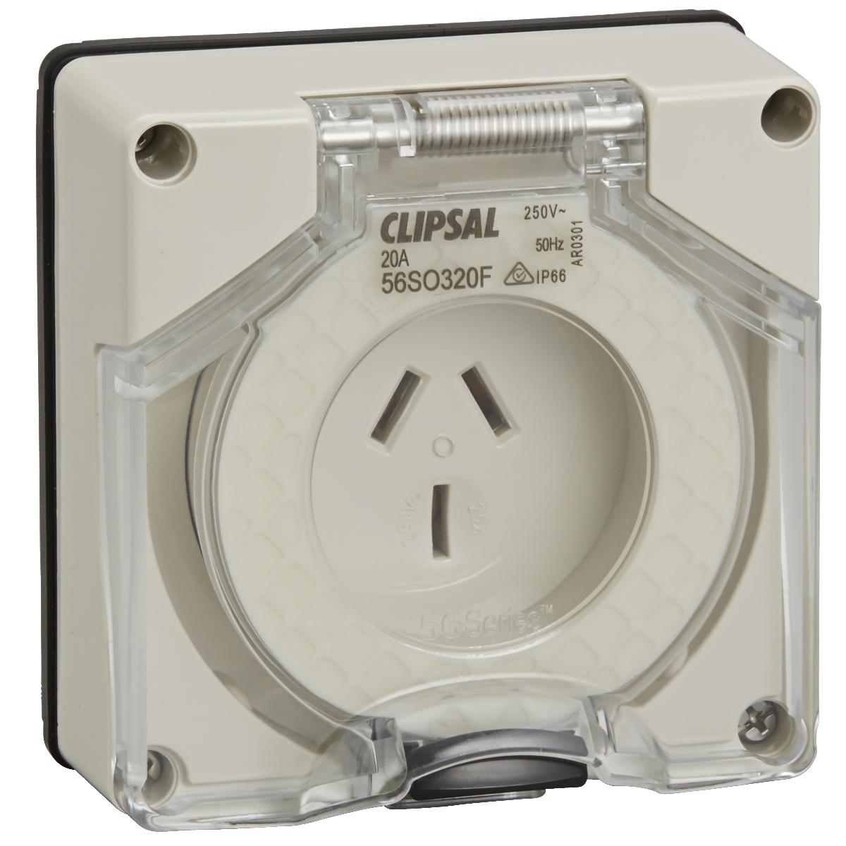 OUTLET SOCK IP66 3 FL/PIN 20A 250V LE GR