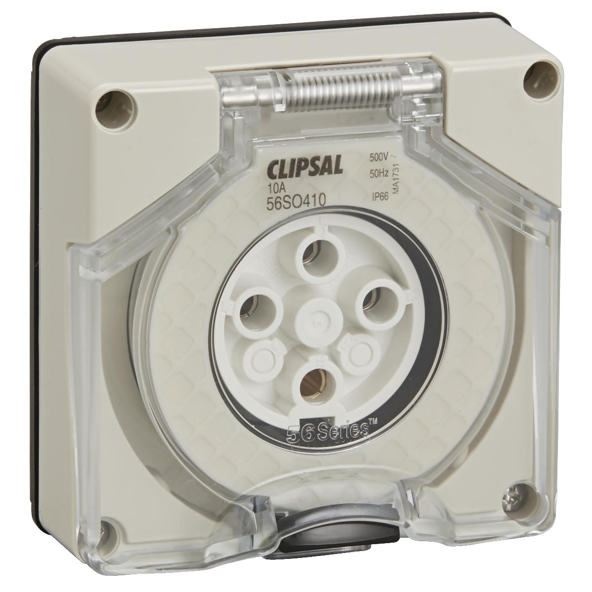 OUTLET SOCKET IP66 4PIN 10A 500V L/E GRY