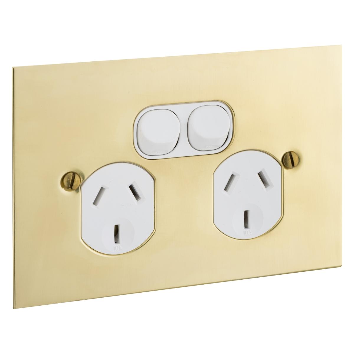 BSL STYLE BRASS DBL GPO 10A S/P WHITE