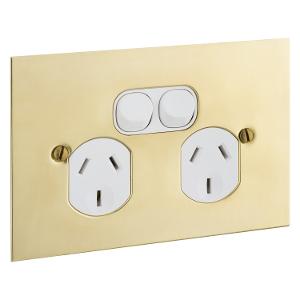 BSL STYLE BRASS DBL GPO 10A S/P WHITE BSL STYLE BRASS DBL GPO 10A S/P WHITE