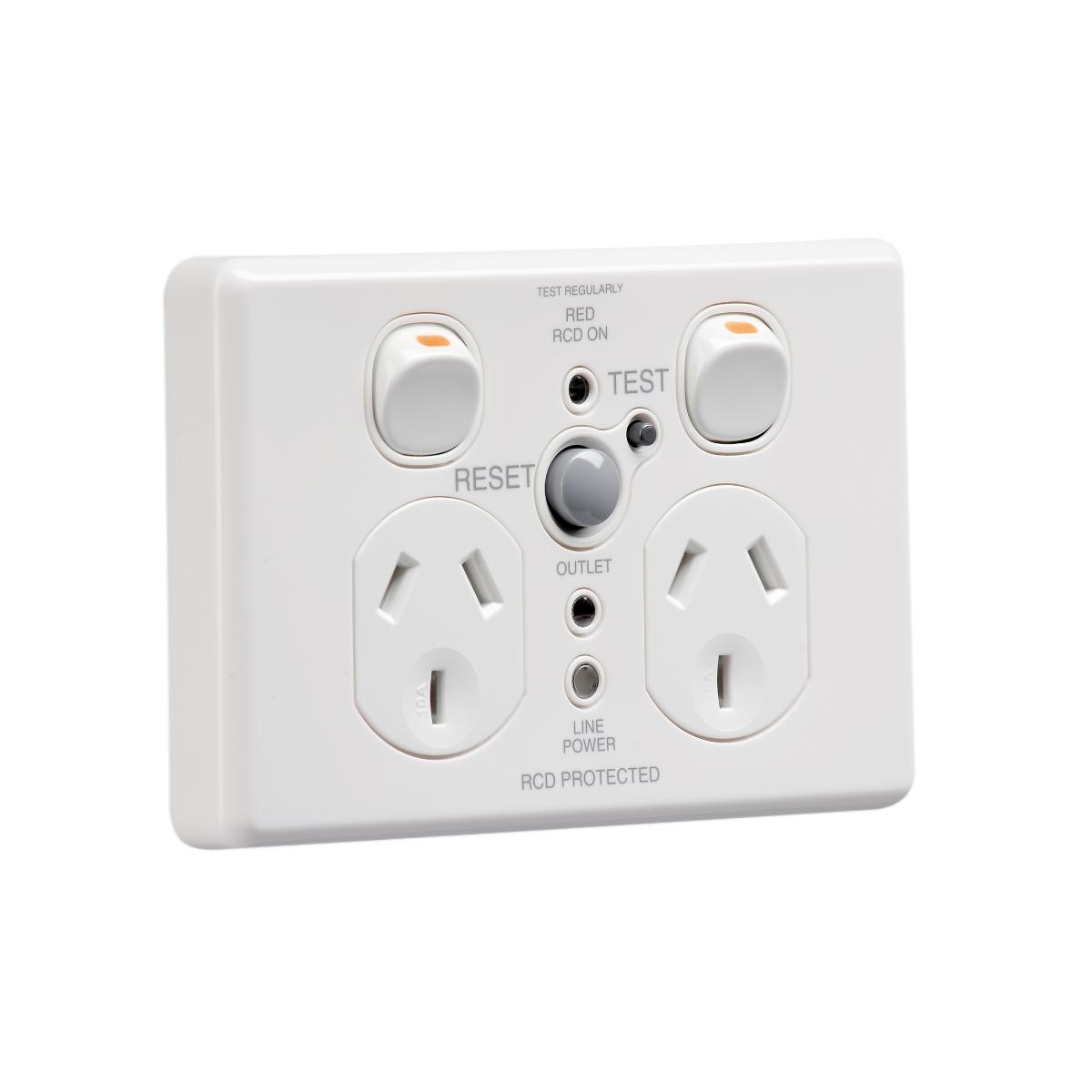 GPO DOUBLE 10A RCD PROTECTED 30MA WHITE