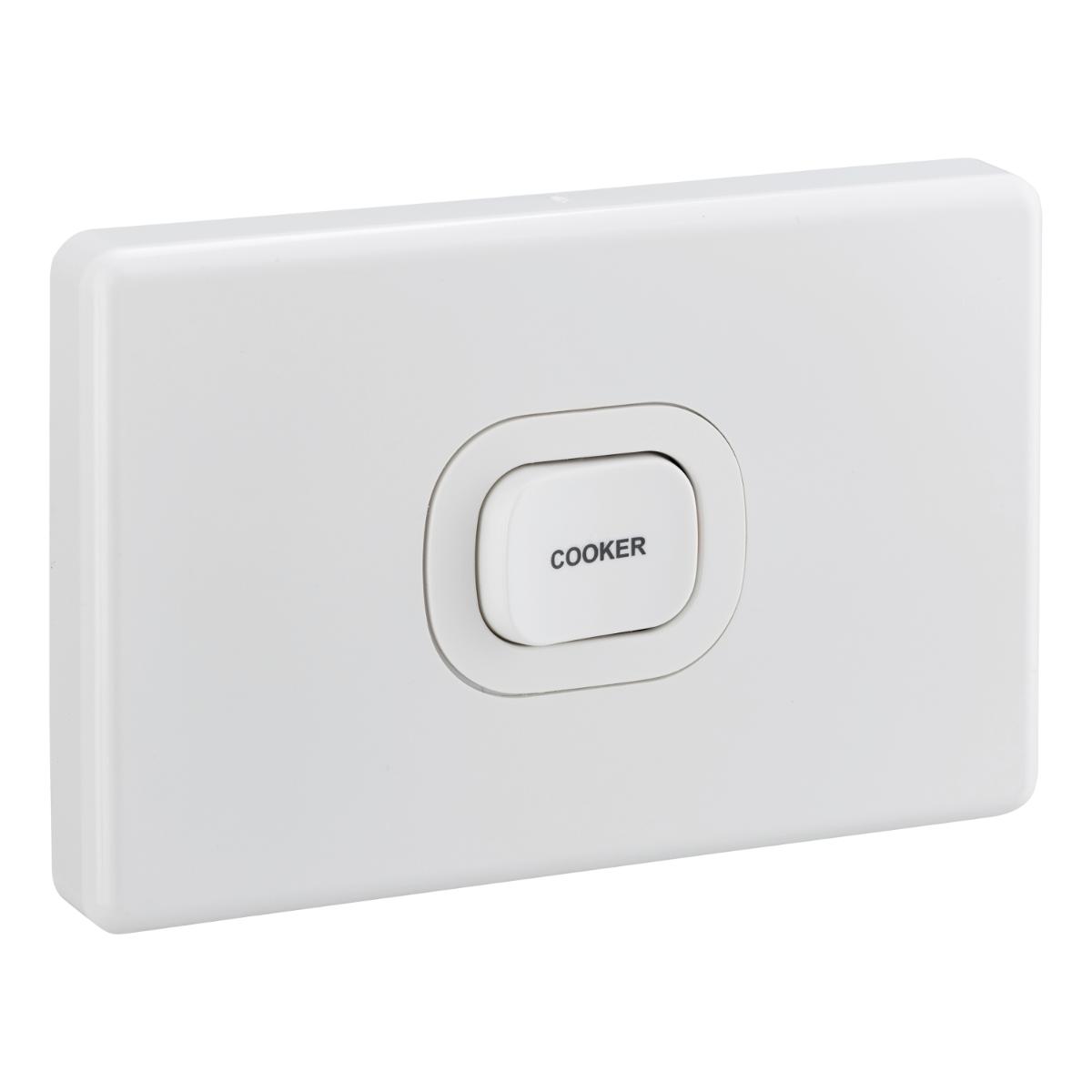 C2000 COOKER SWITCH HORIZ 32A D/P WHITE