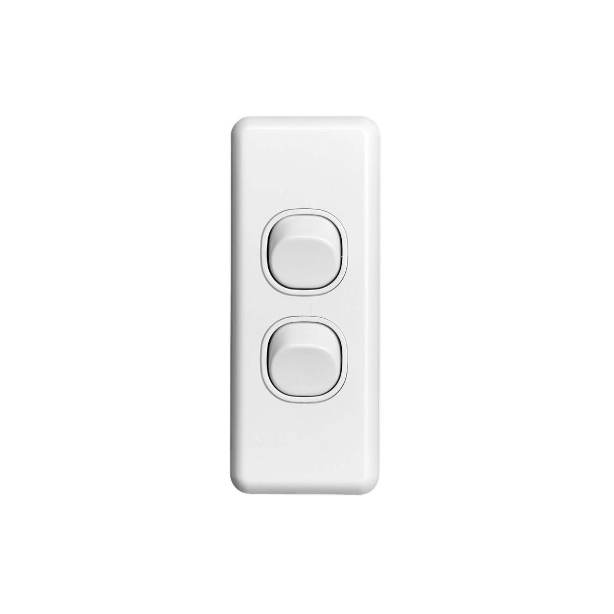 SWITCH 2GANG ARCHITRAVE 10A WHITE