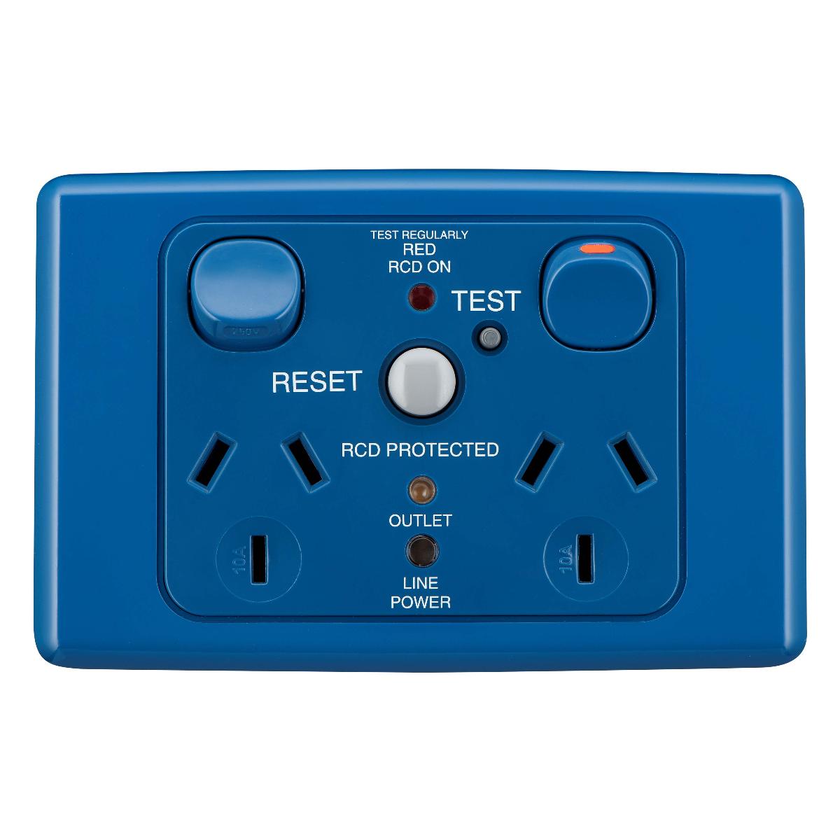 MEDILEC DBL GPO RCD PROT 10A 10MA BLUE