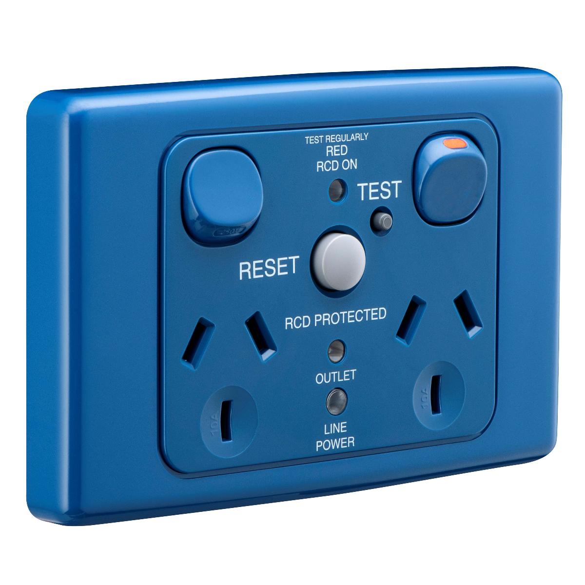MEDILEC DBL GPO RCD PROT 10A 10MA BLUE