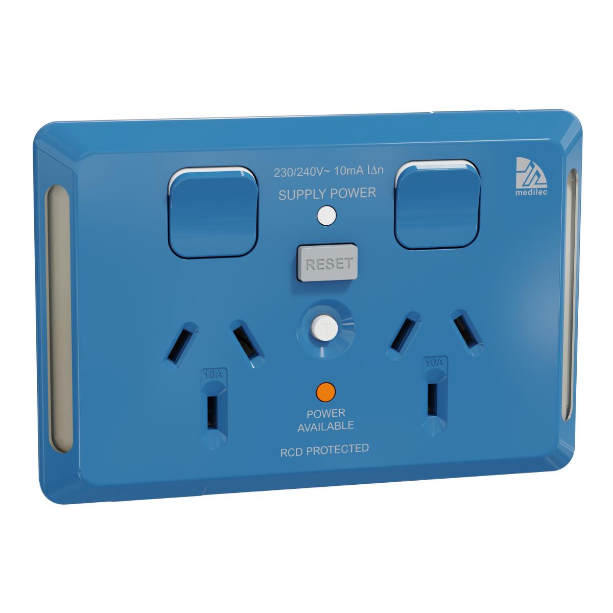 MEDILEC 20A RCD 10MA DBL GPO 10A HOR D/B