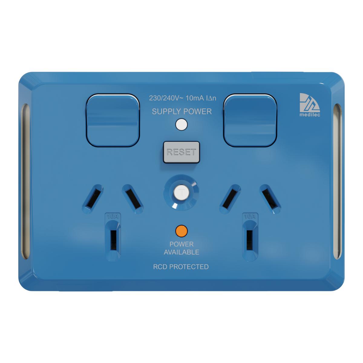 MEDILEC 20A RCD 10MA DBL GPO 10A HOR D/B