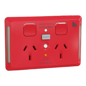 Image for product MEDILEC 20A RCD 10MA DBL GPO 10A HOR RED