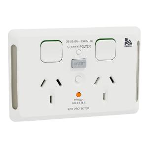 Image for product MEDILEC 20A RCD 10MA DBL GPO 10A HOR WHT
