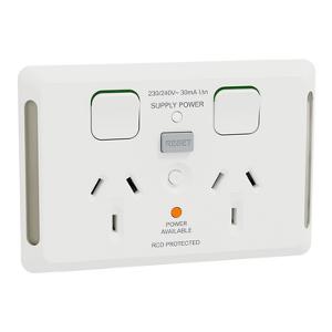 PRO SER DBL GPO RCD PROT 10A S/P 30MA WH PRO SER DBL GPO RCD PROT 10A S/P 30MA WH
