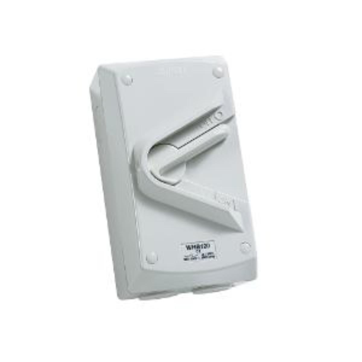 WHB W/P ISOLATOR IP66 1P 20A RESIST GREY