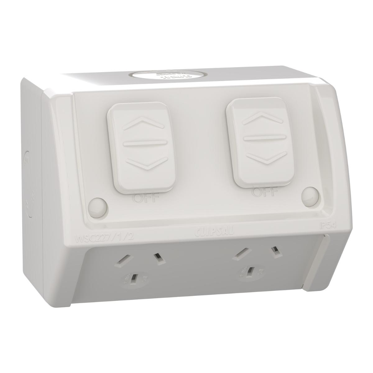 W/P DOUBLE GPO IP54 10A RESIST GREY