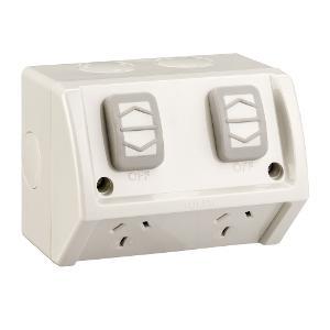 W/P DOUBLE GPO IP54 15A RESIST GREY W/P DOUBLE GPO IP54 15A RESIST GREY
