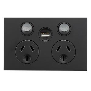 ZEN DBL GPO + 1 USB CHGR 10A S/P ZEN BLK