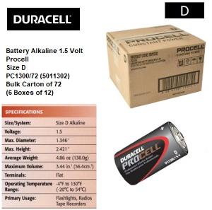 PROCELL 1.5V BATTERY SIZE D PROCELL 1.5V BATTERY SIZE D