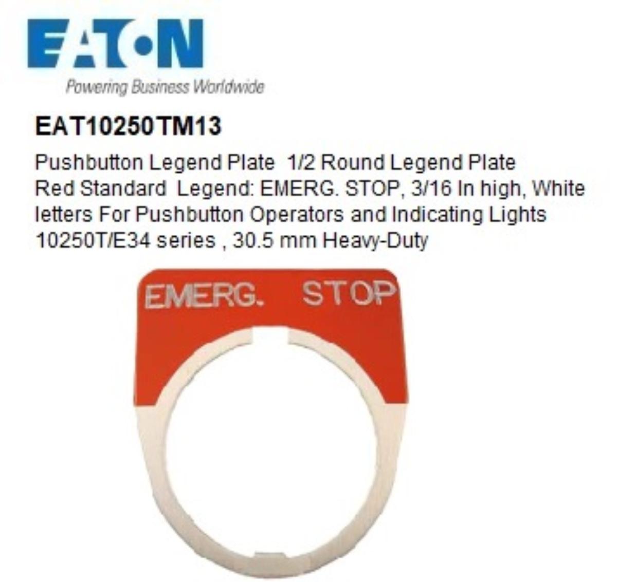 LEGEND PLATE EMERG STOP MEDIUM RED