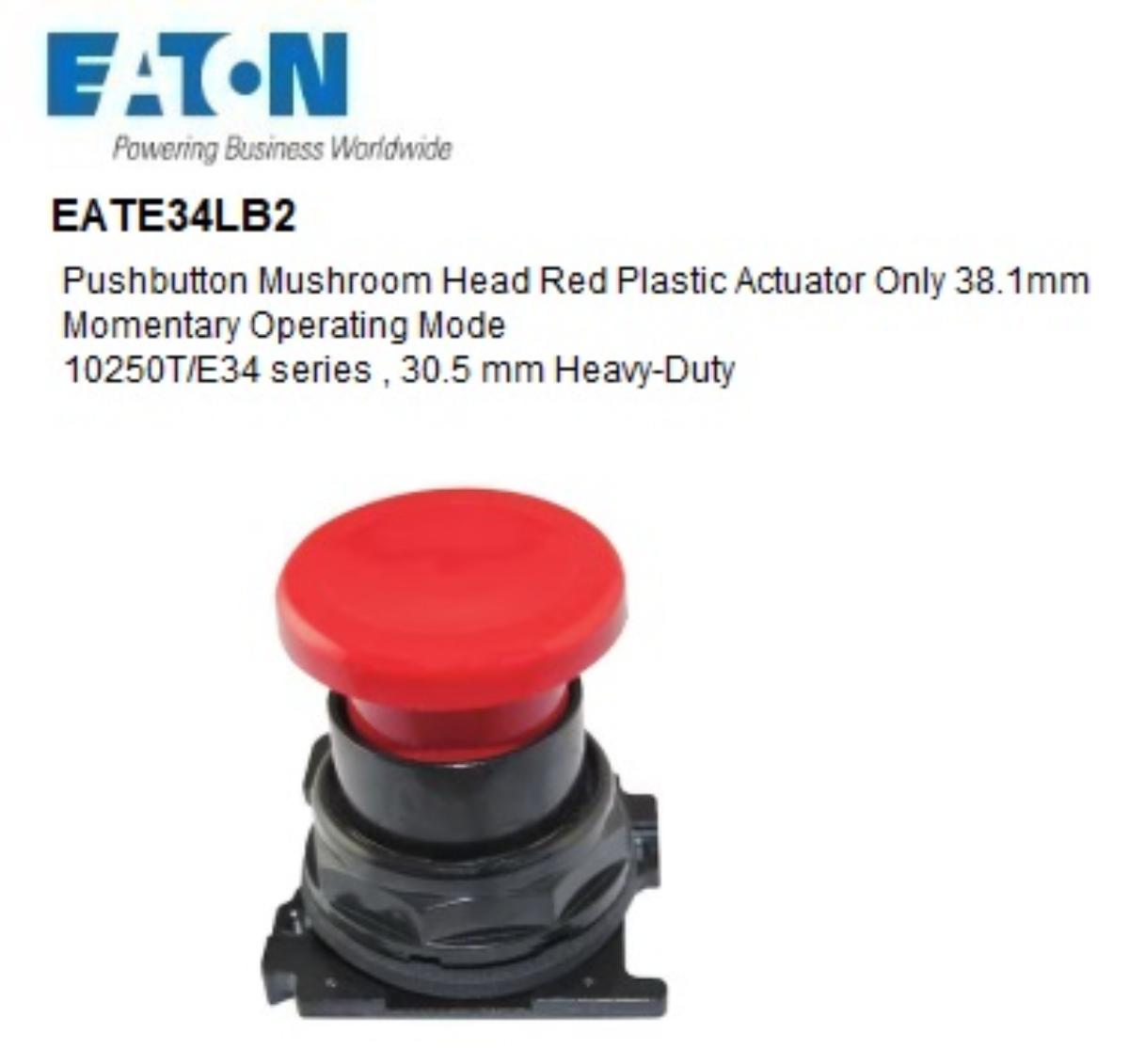 PUSHBUTTON MUSHROOM 38.1MM RED