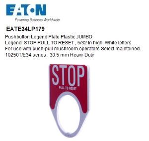 LEGEND PLATE PLASTIC"STOP PULL TO RESET" LEGEND PLATE PLASTIC"STOP PULL TO RESET"