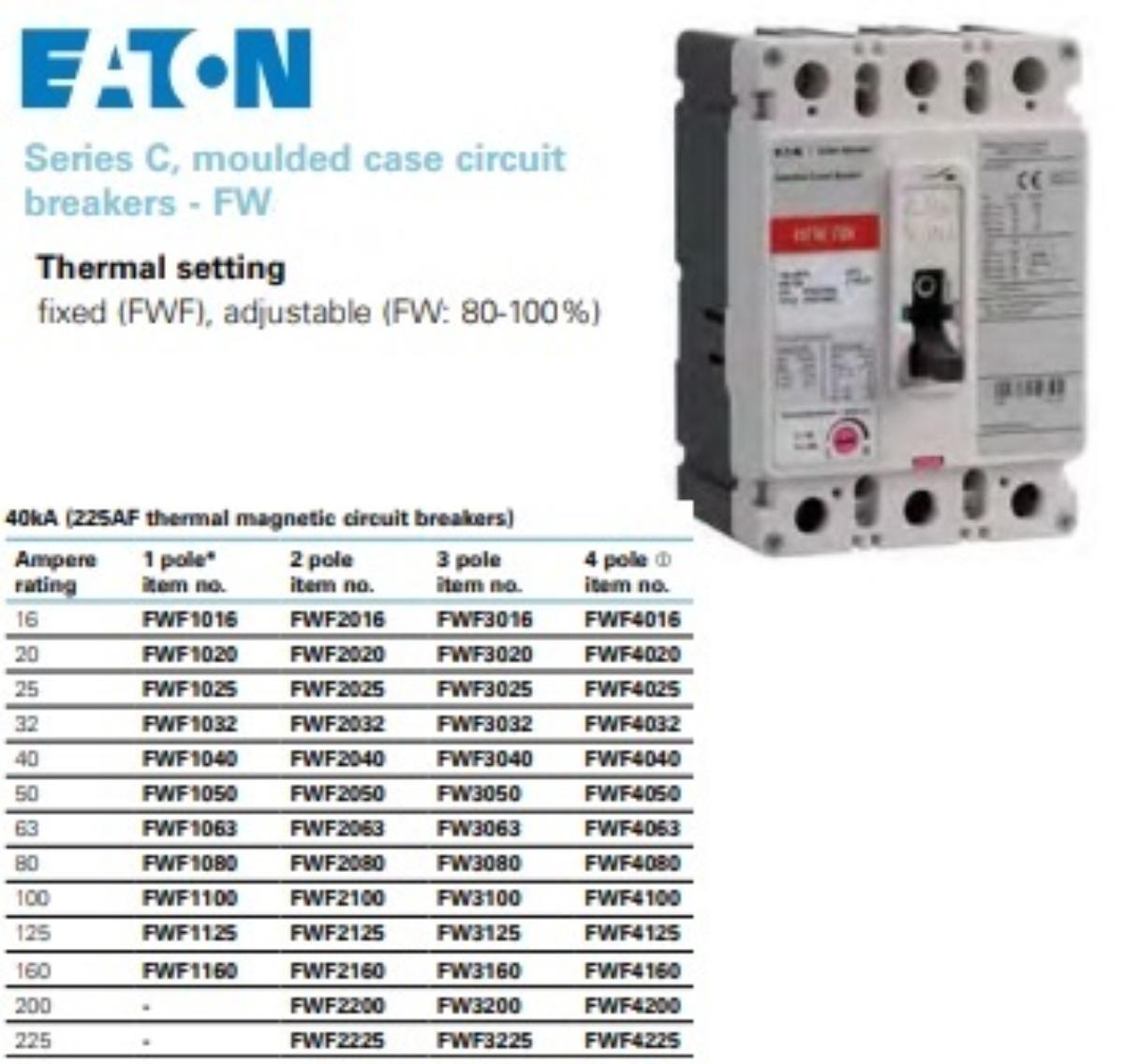 MCCB F-FRAME FWF 1P 63A 40KA FIXED