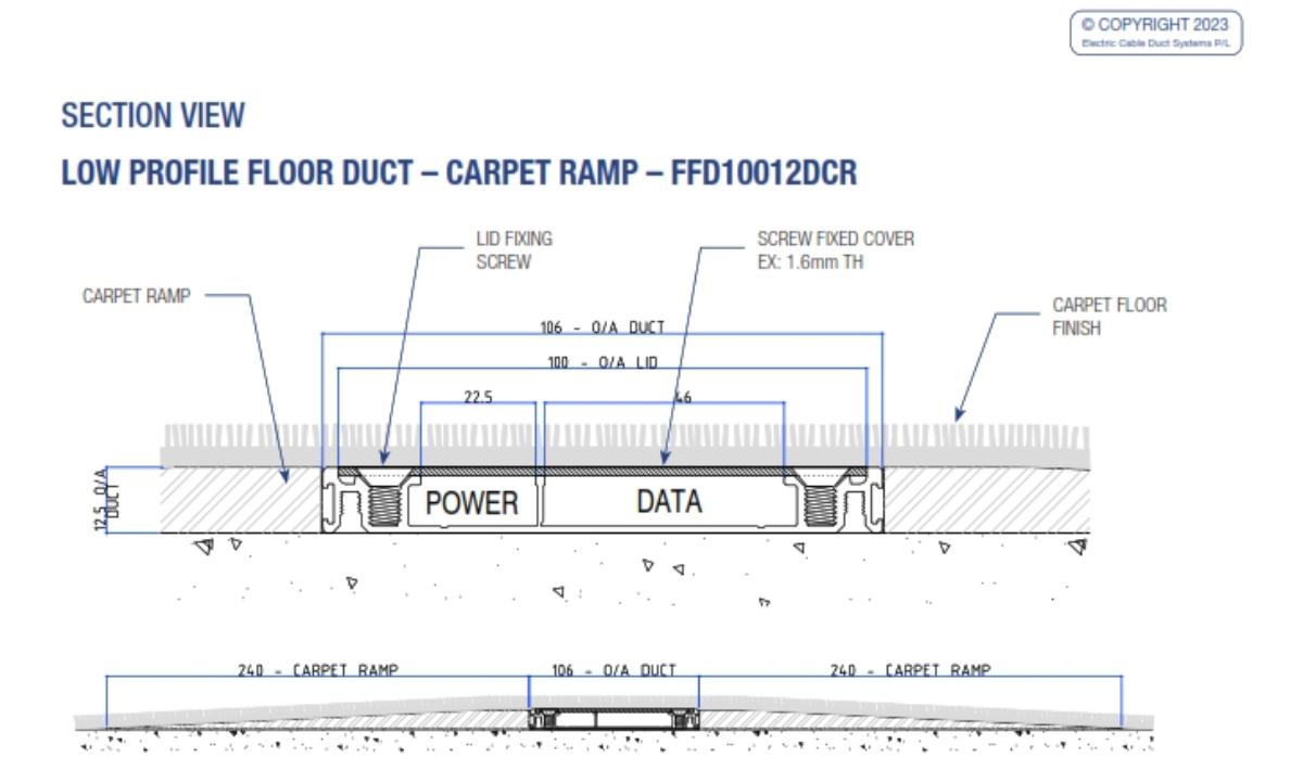 FLOOR DUCT RAMPED C/W STEEL COVERS