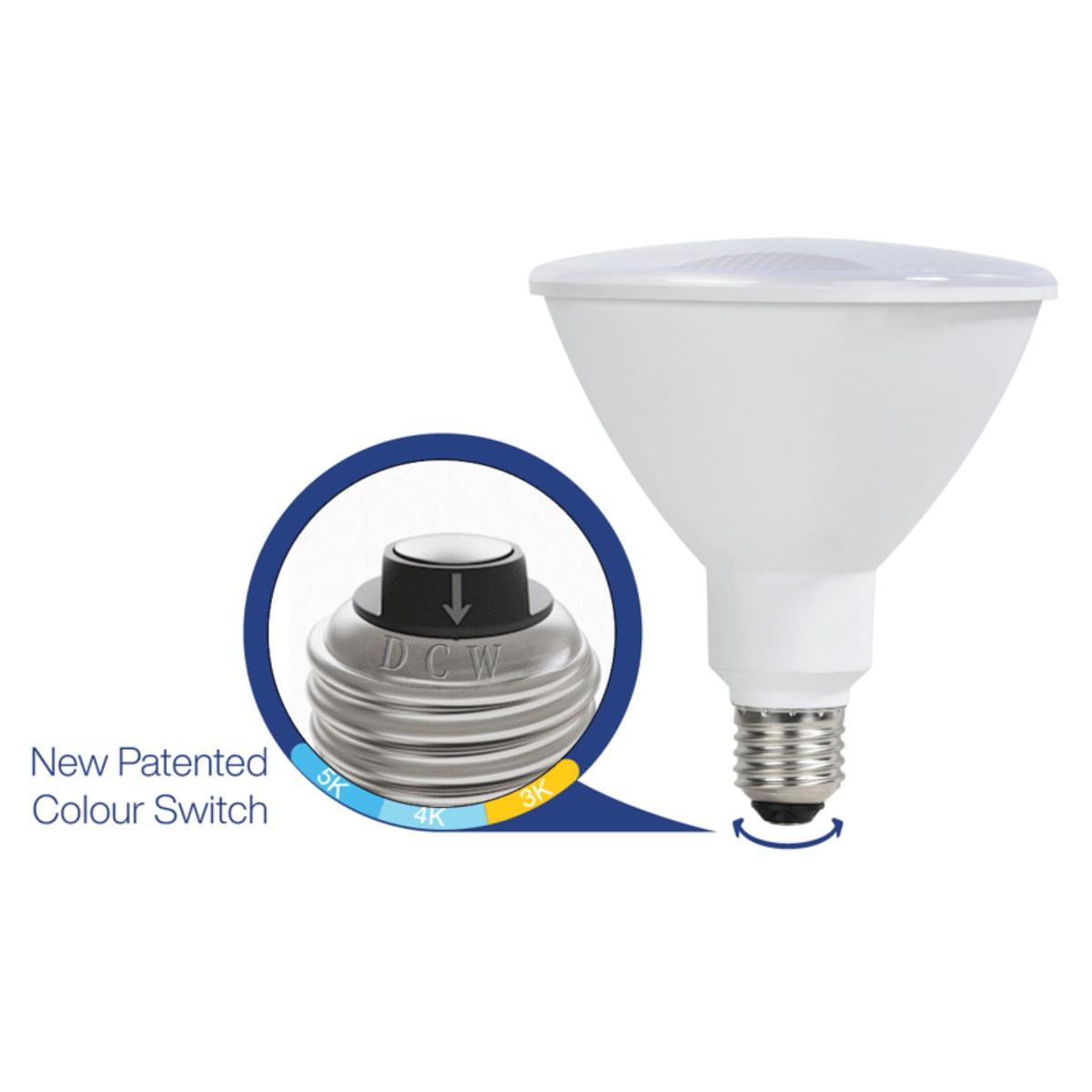 PAR38 TRI COLOUR E27 DIMMABLE IP65