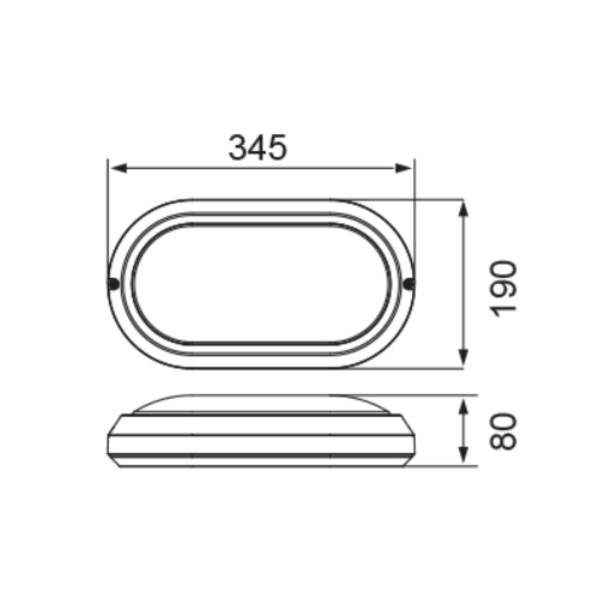 LED BUNKER LIGHT OVAL 8W CCT BLACK