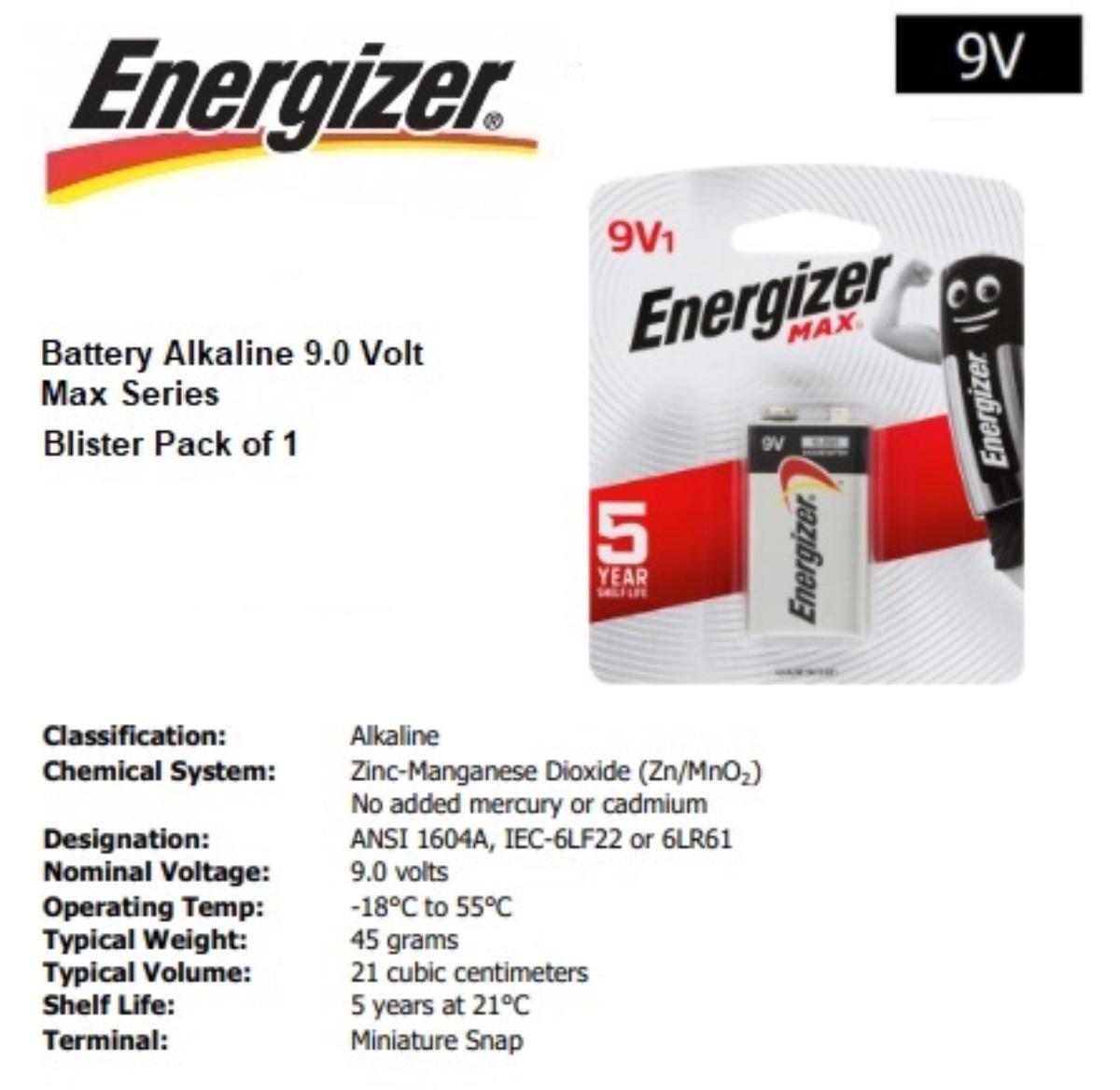 ALKALINE BATTERY 9V SIZE TRANSISTOR