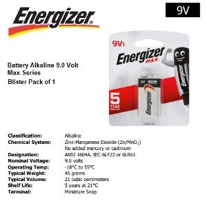 ALKALINE BATTERY 9V SIZE TRANSISTOR