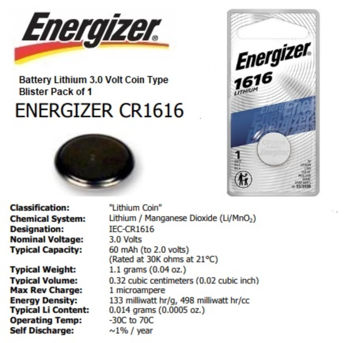 BATTERY 3V LITHIUM ENERGIZER 1PK