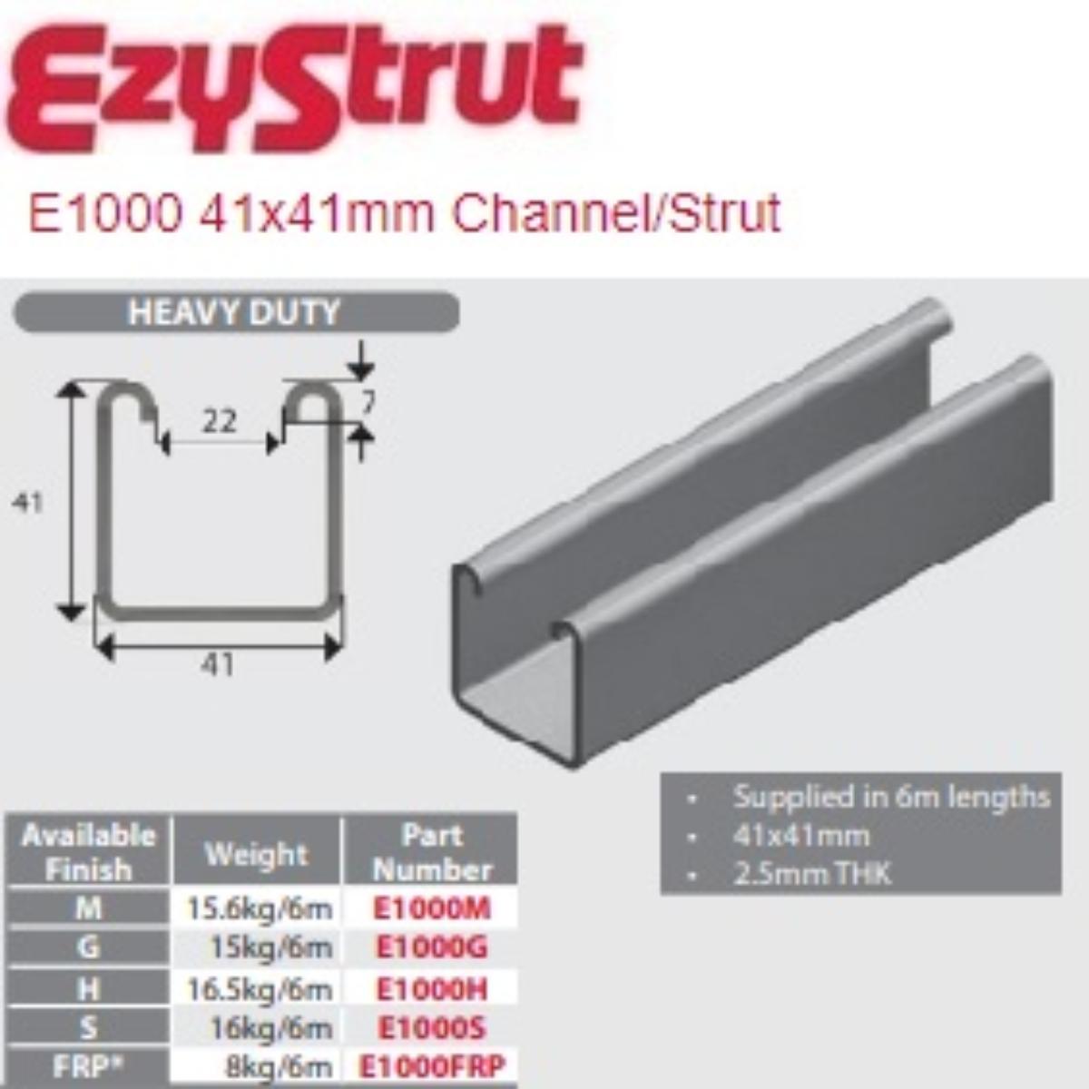 STRUT PLAIN 41X41X2.5MM H/DUTY MILLED 6M