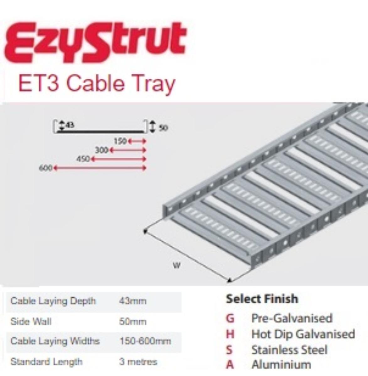 LADDER TRAY 600 x 47mm x 3m ET3 HDG