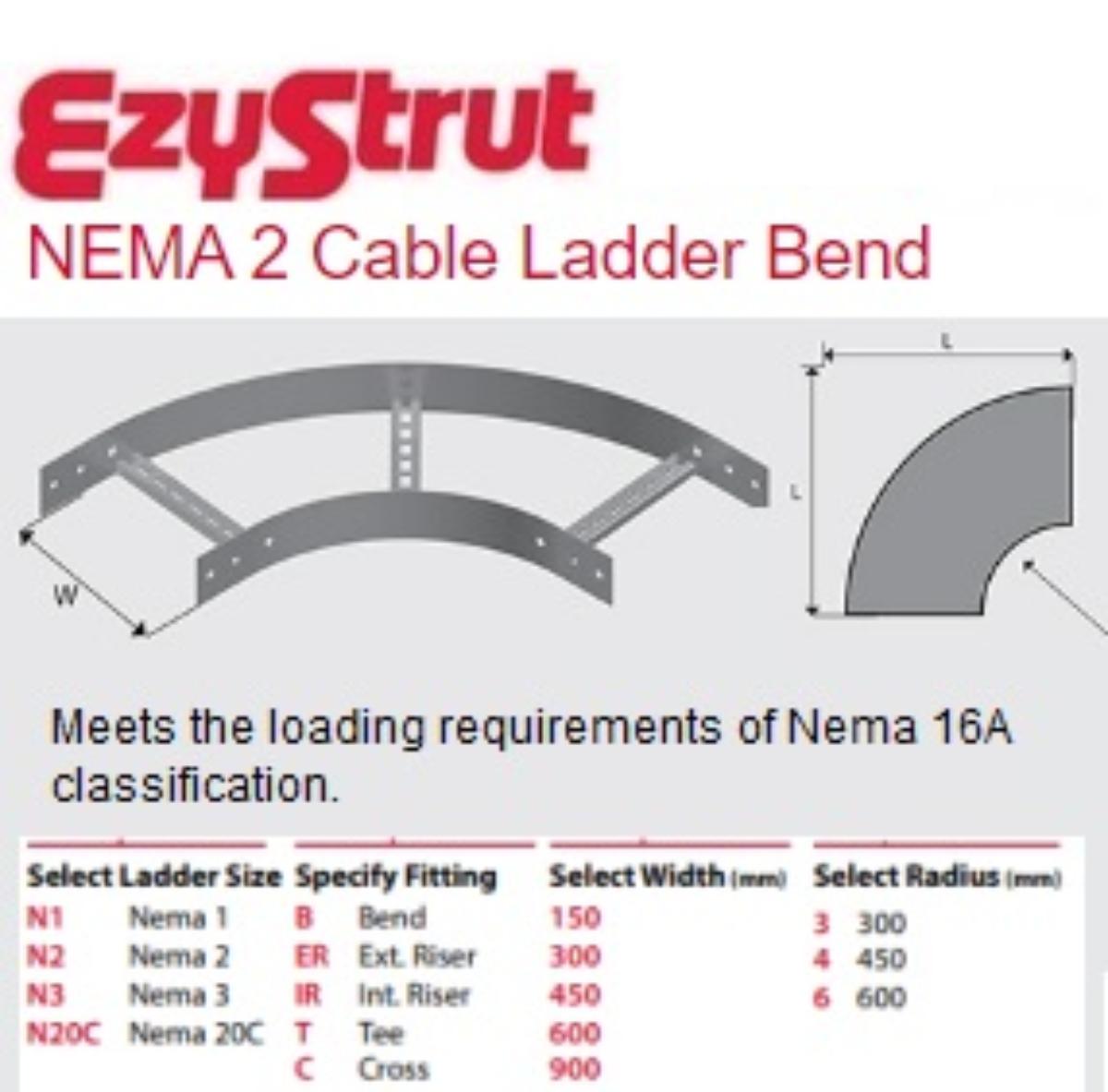 CABLE LADDER BEND 900MMX450R NEMA-2 HDG