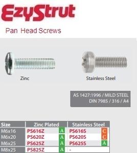 PAN HEAD SCREW 6X20MM ZINC