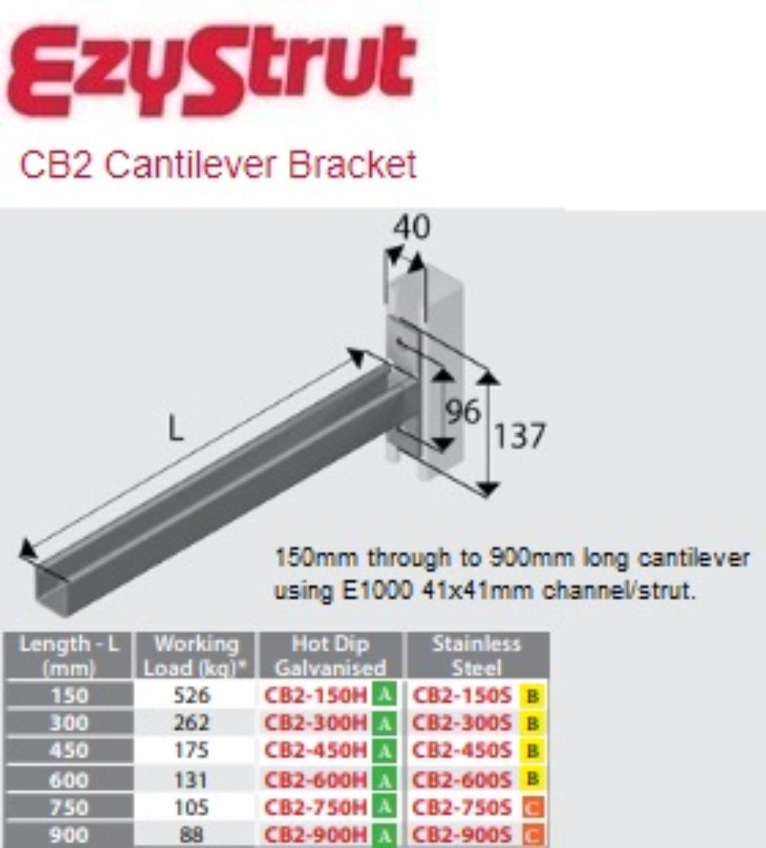 CANTILEVER BRACKET UNBRACED 750MM HDG