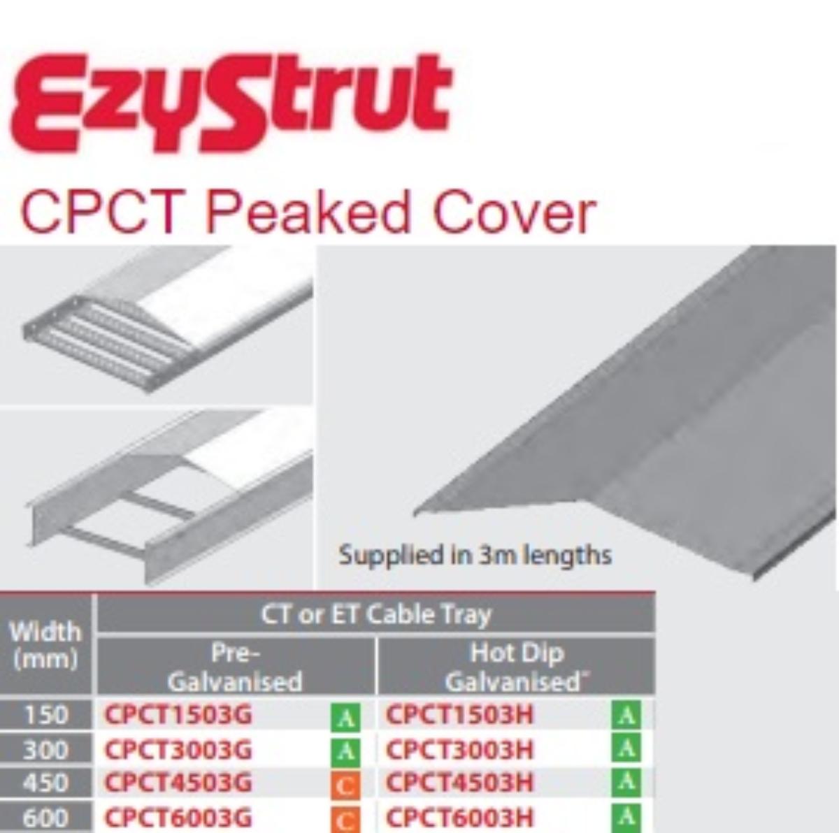 CABLE TRAY PEAKED COVER 150MM 3MTR HDG