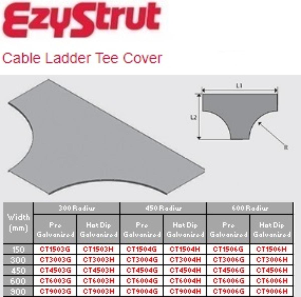 CABLE LADDER TEE COVER 900X600R HDG